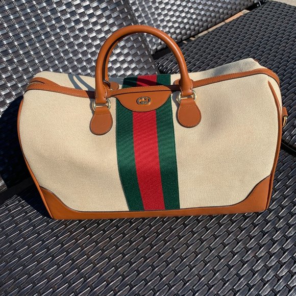 Gucci XL Travel Boston Bag w keys,lock strap,tag- Gorgeous! NEW W TAGS - Picture 5 of 15